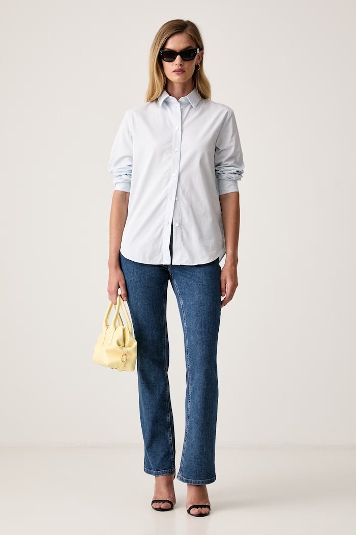 MM by Max Mara košeľa dámska bavlnená MMLDANZA 2626116067600 modrá AW26