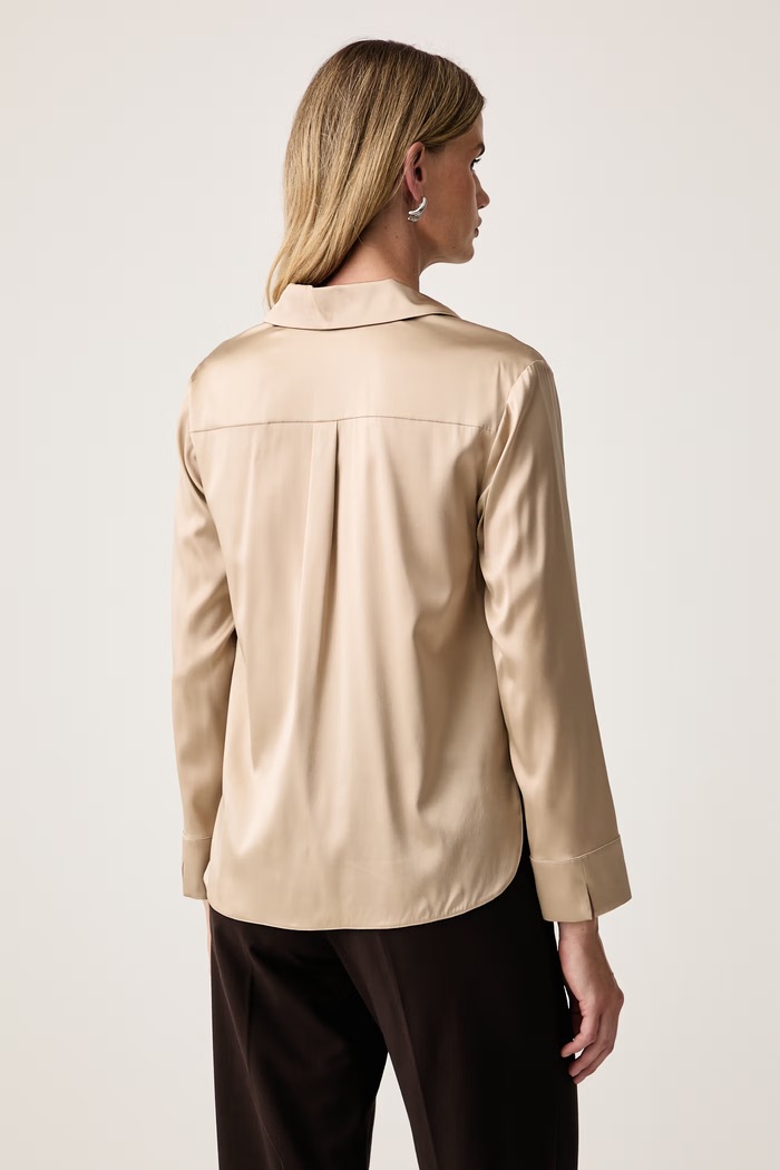 Odzież MM by Max Mara koszula damska z jedwabiem MMLNAVETTA 2626116057600 beżowy