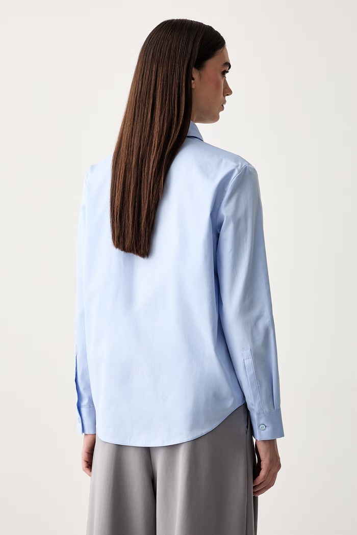 Odzież MM by Max Mara koszula damska bawełniana MMLFIACRE 2626116037600 niebieski