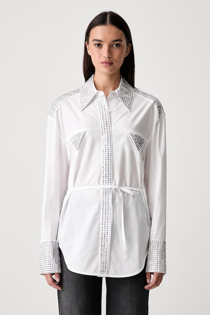 Pinko koszula damska z bawełną biały 107593.A3L0