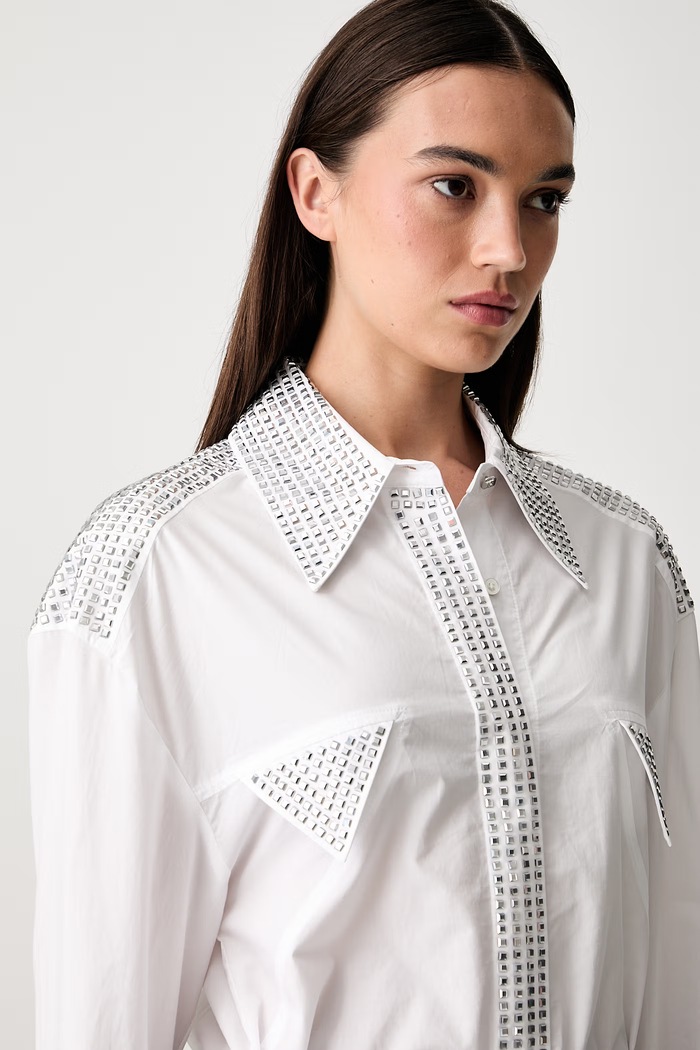Pinko koszula damska z bawełną biały 107593.A3L0