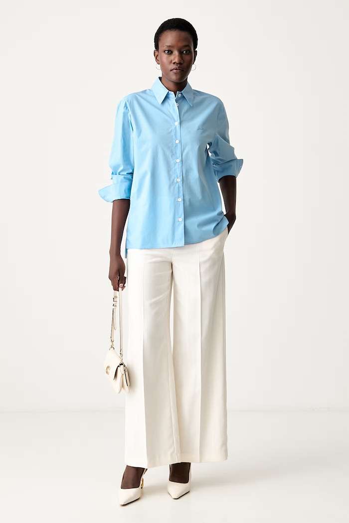 Pinko camicia da donna in cotone 106248.A32L blu AW26