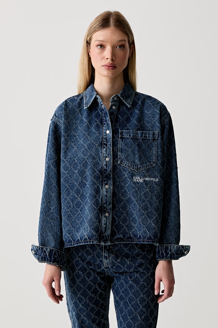Karl Lagerfeld Jeans риза дамска от деним син B3W11008