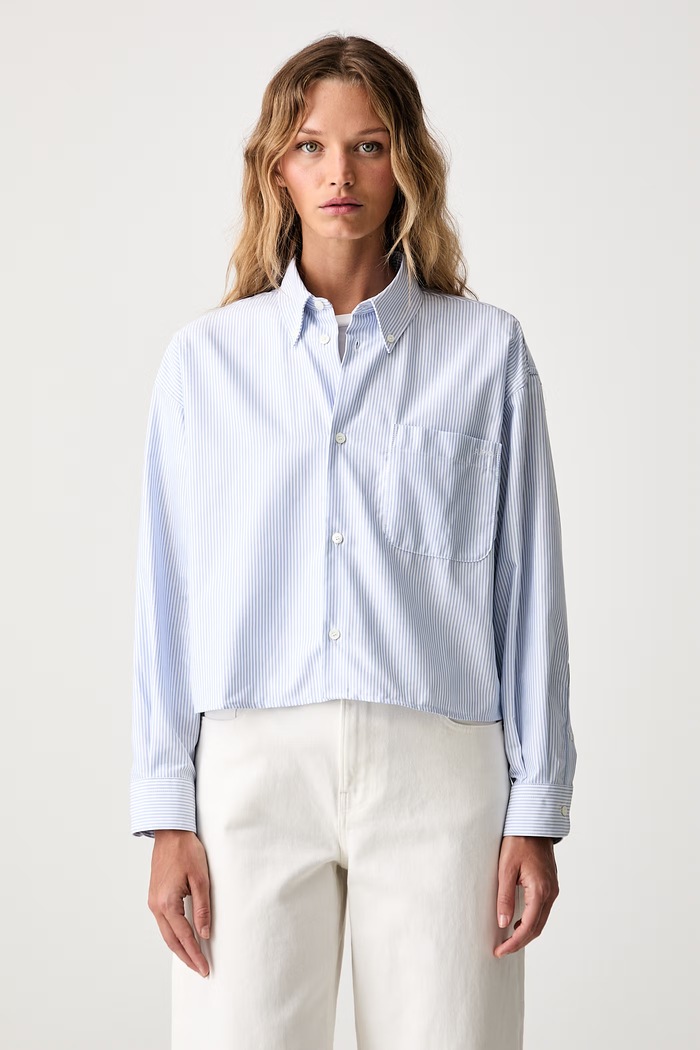A.P.C. koszula damska bawełniana chemise sophia button down logo niebieski COHOC.F12632