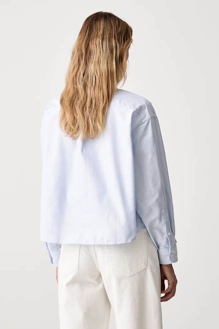 Odzież A.P.C. koszula damska bawełniana chemise sophia button down logo COHOC.F12632 niebieski