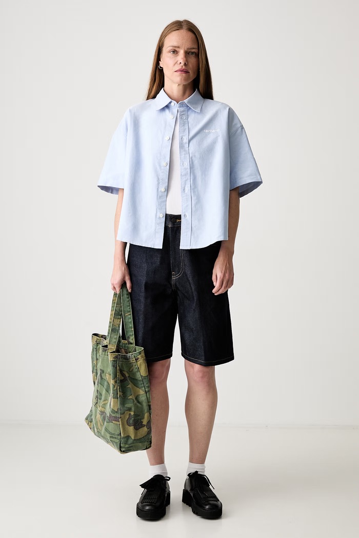 Carhartt WIP W S/S Kaia koszula bawełniana damska I036795 niebieski