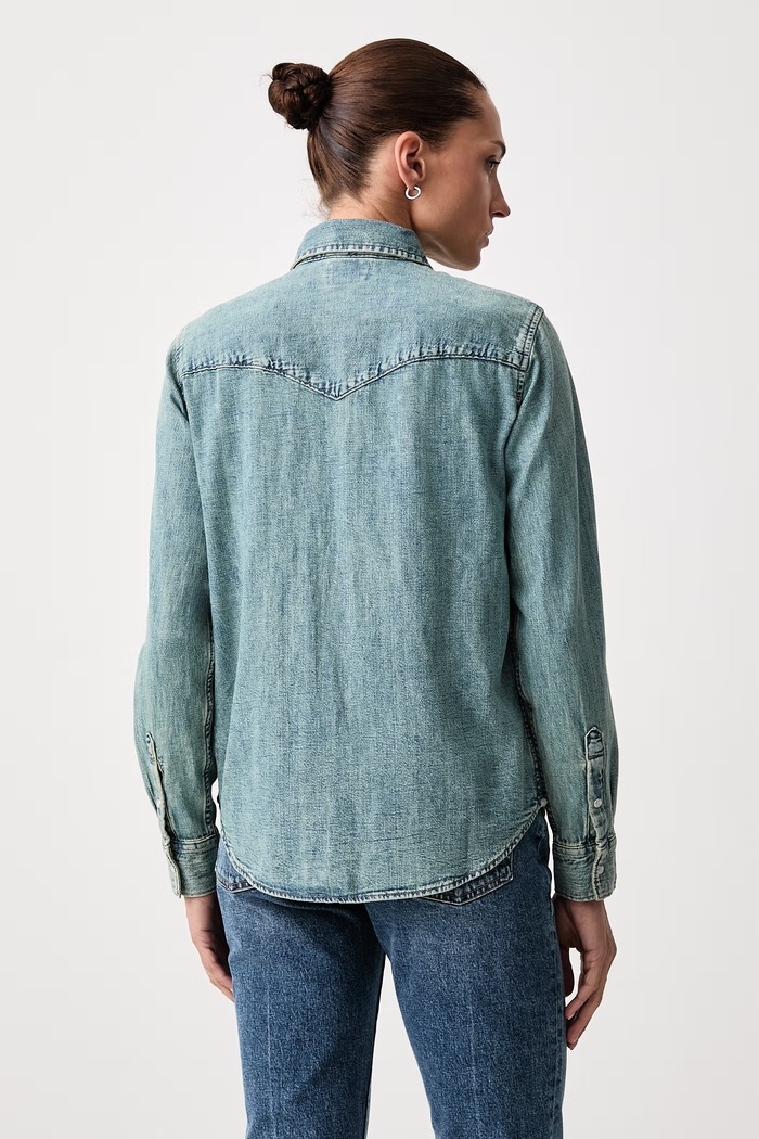 Ρούχα Levi's Πουκάμισο γυναικείο ντένιμ THE ULTIMATE WESTERN 86832 μπλε