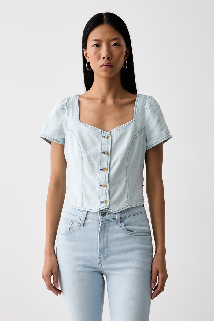 Levi's srajčna bluza ženska denim MIETTE SS DENIM modra 007WW