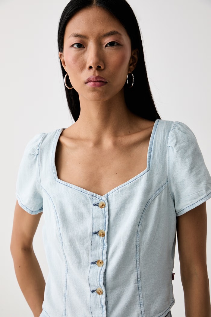 Levi's srajčna bluza ženska denim MIETTE SS DENIM modra 007WW
