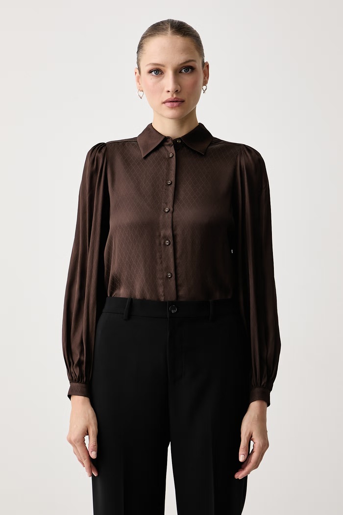 Twinset Košeľa dámska z viskózy hnedá 262TT2490