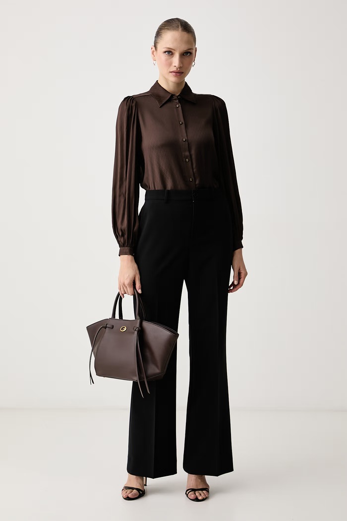 Twinset Košeľa dámska z viskózy 262TT2490 hnedá AW26