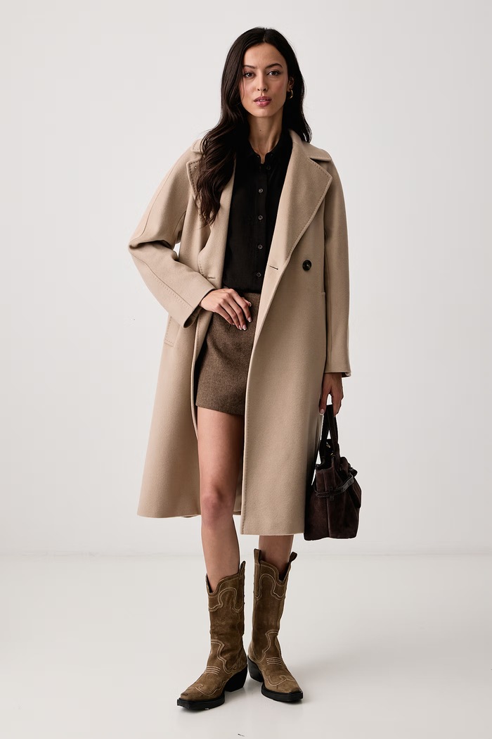Twinset Košulja za žene s dodatkom vune 262TF2071 smeđa AW26
