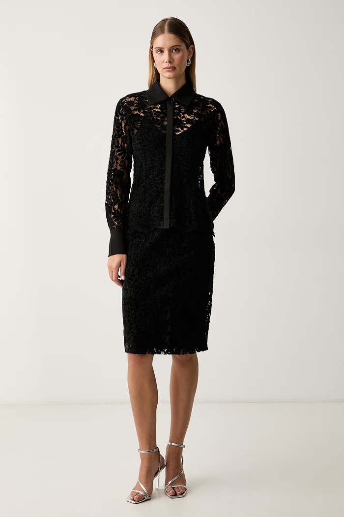 Twinset риза дамска от дантела 262AP2254 черен AW26