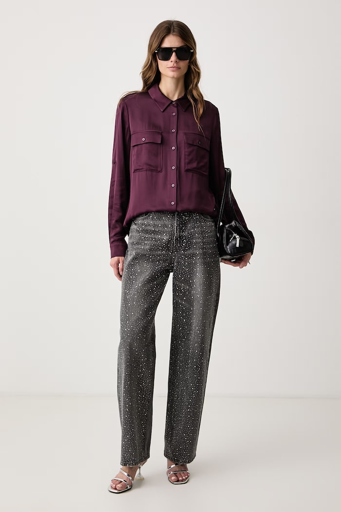 Guess Koszula damska z wiskozy ANNAMARIA W6BH55.W4295 bordowy AW26