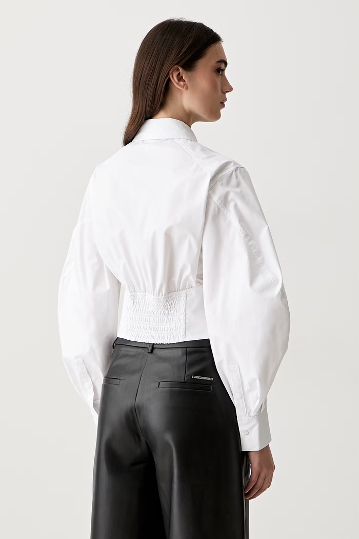 Ρούχα Karl Lagerfeld πουκάμισο γυναικείο βαμβακερό B3W11020 λευκό