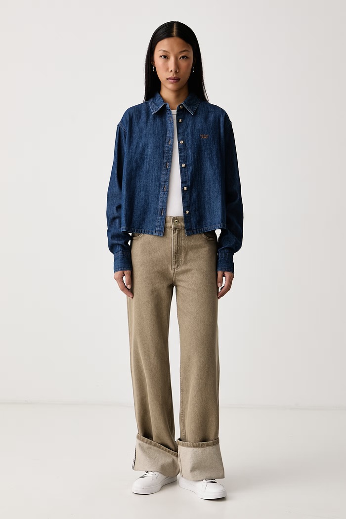Guess Jeans Koszula damska jeansowa W6YH02.D1190 granatowy AW26