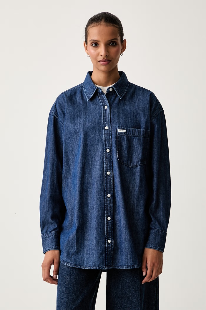 Guess Jeans košulja za žene od pamuka plava W6YHC2.D1195