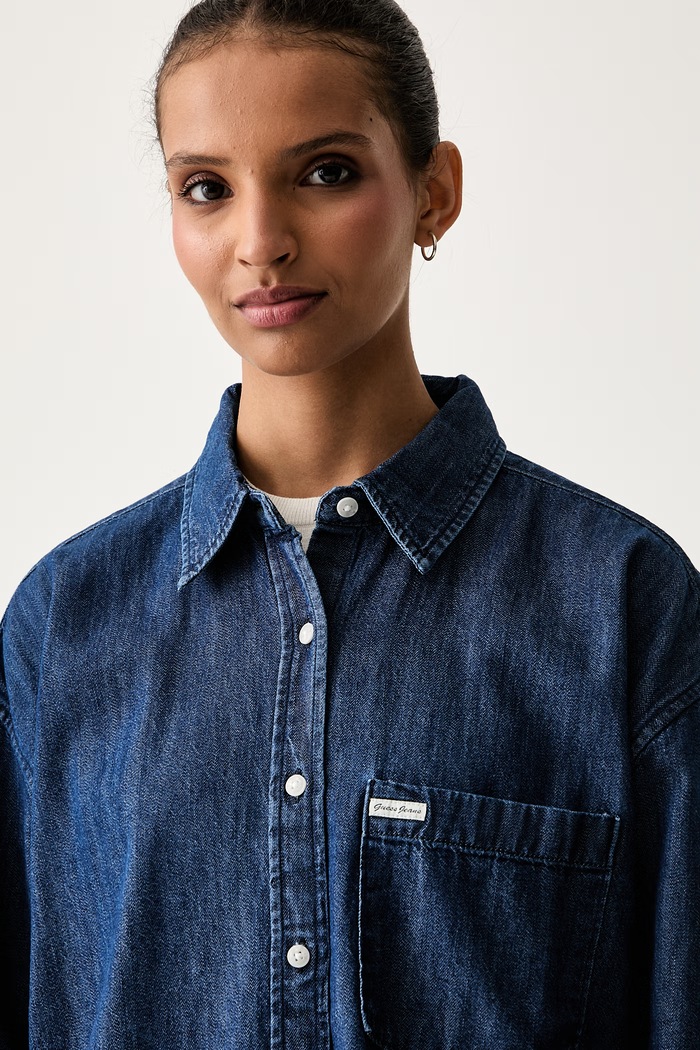 Guess Jeans košulja za žene od pamuka plava W6YHC2.D1195
