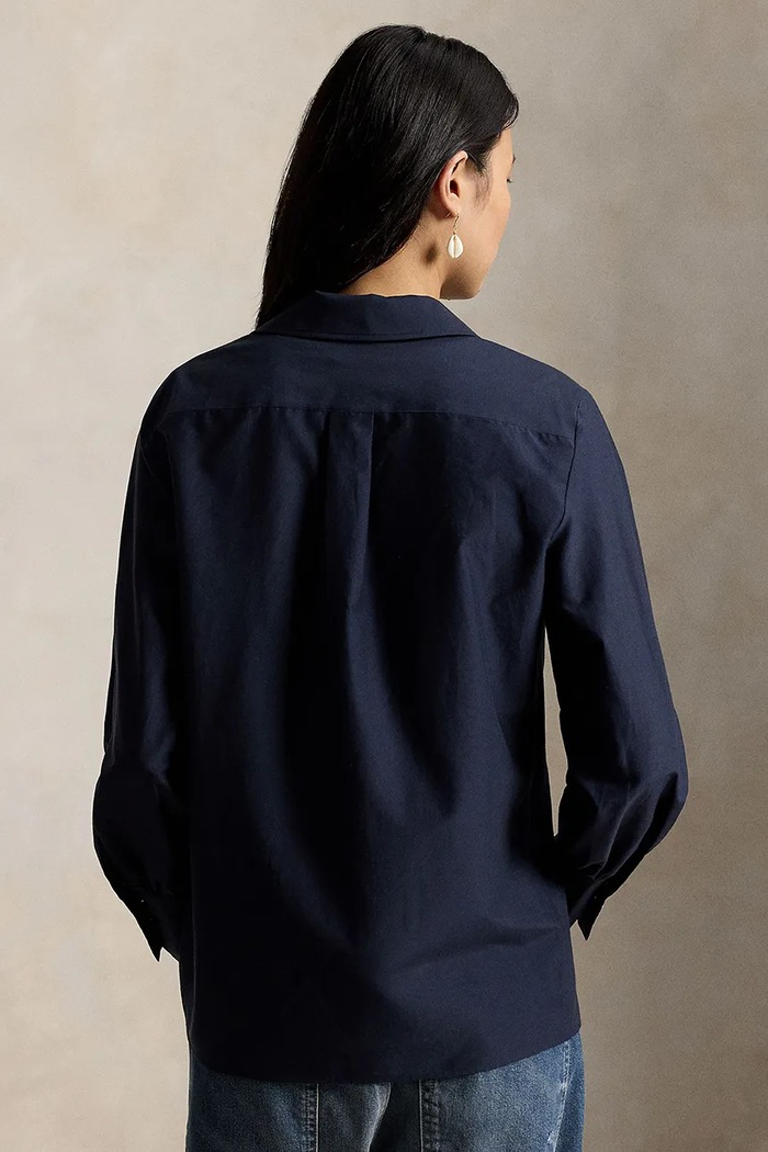 Polo Ralph Lauren Koszula damska z dodatkiem jedwabiu 211B17605 granatowy AW26
