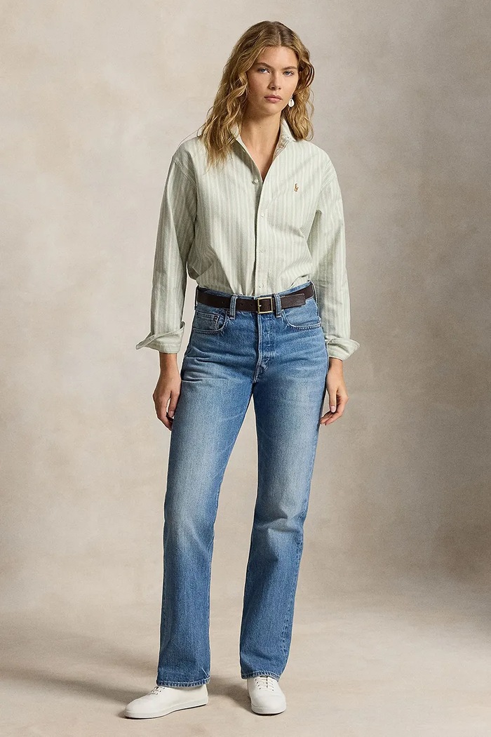 Odzież Polo Ralph Lauren koszula oxford damska bawełniana 211B21507 zielony