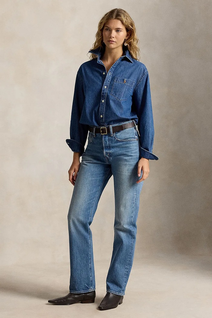Odzież Polo Ralph Lauren koszula damska jeansowa 211B17146 niebieski