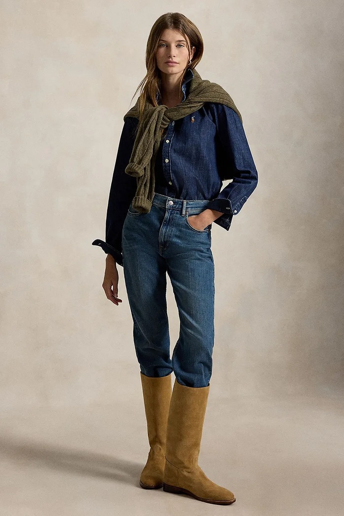 Odzież Polo Ralph Lauren koszula damska jeansowa 211B17137 granatowy