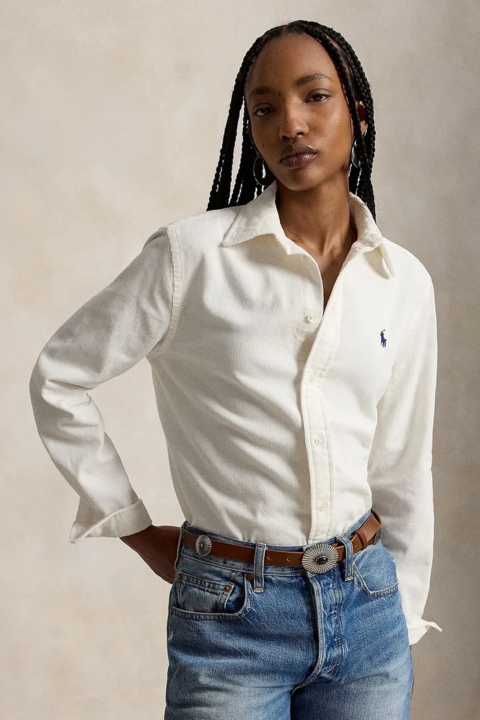 Polo Ralph Lauren Koszula damska bawełniana beżowy 211A93203