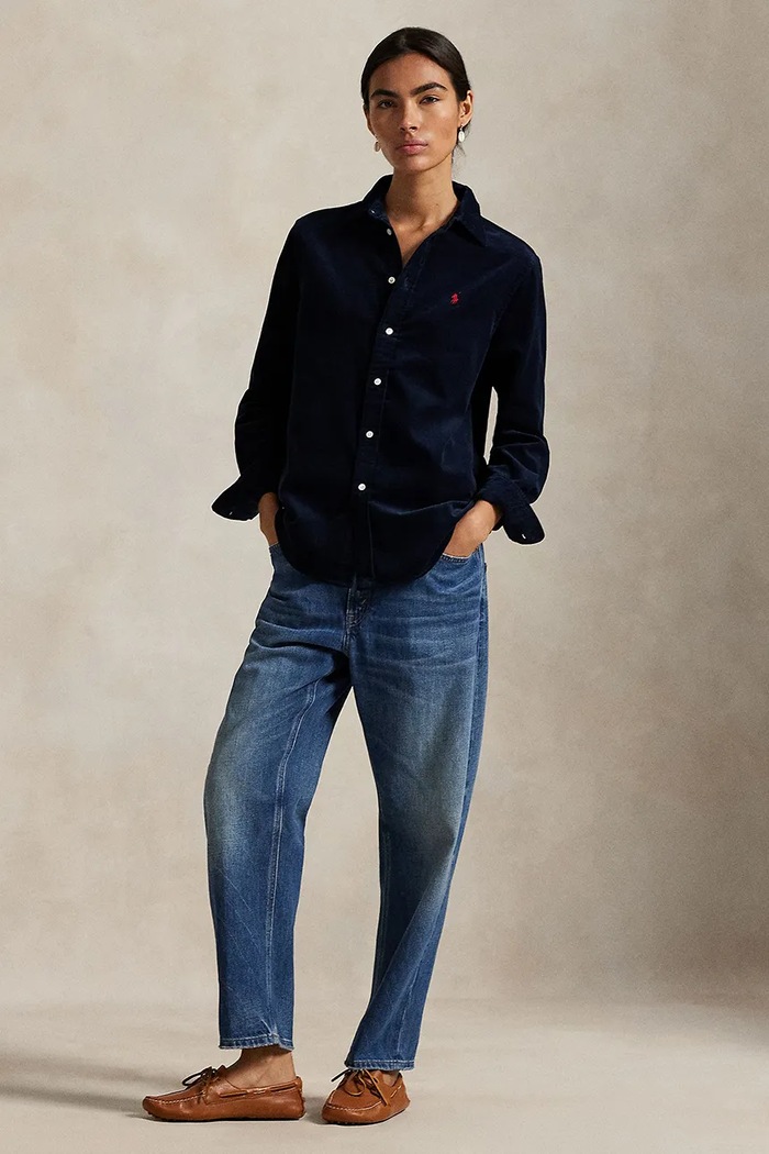 Odzież Polo Ralph Lauren koszula damska bawełniana 211A93203 granatowy