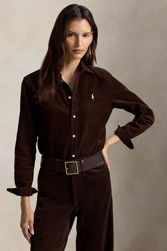 Polo Ralph Lauren koszula damska bawełniana brązowy 211A93203
