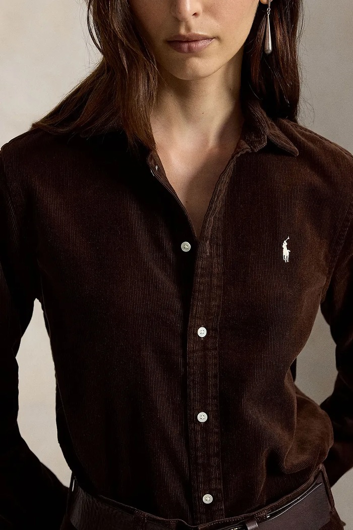 Polo Ralph Lauren koszula damska bawełniana brązowy 211A93203