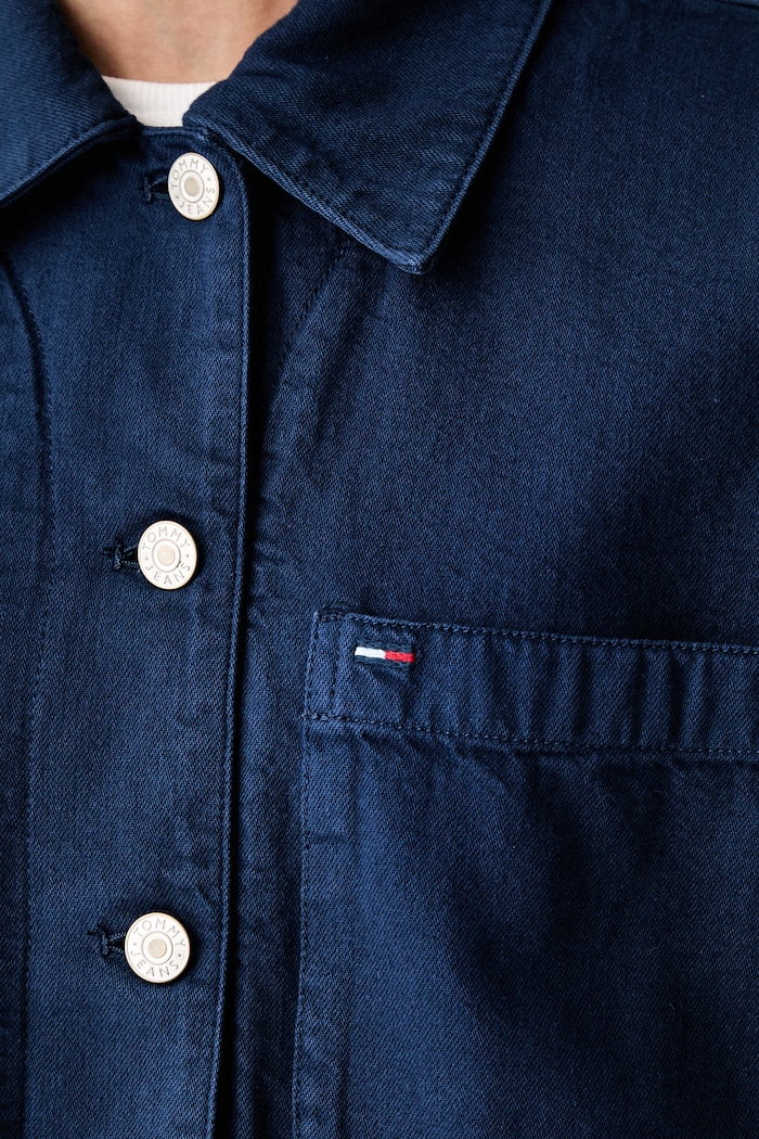 Tommy Jeans πουκάμισο γυναικείο βαμβακερό DW0DW23489 σκούρο μπλε