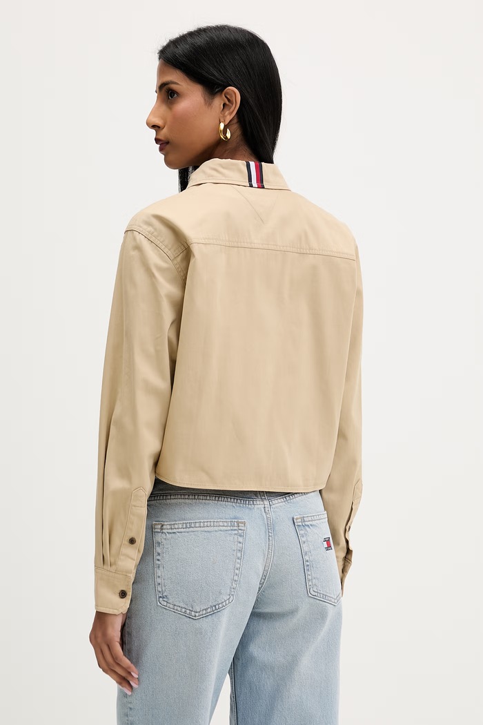 Ruházat Tommy Jeans női pamut ing DW0DW22942 bézs