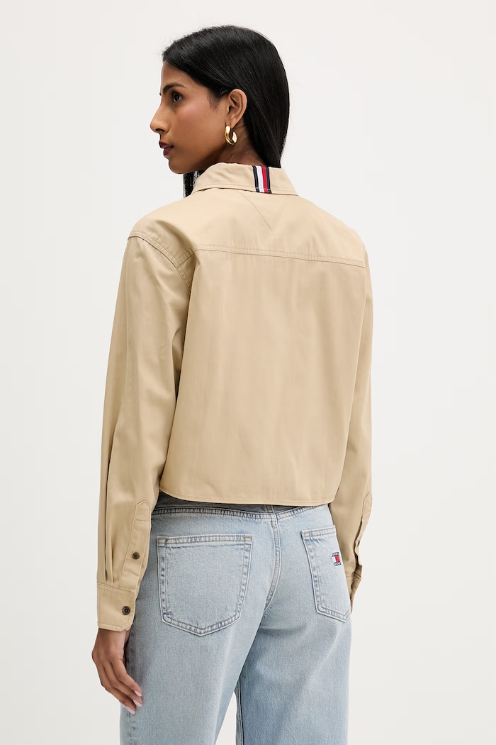Ruházat Tommy Jeans női pamut ing DW0DW22942 bézs