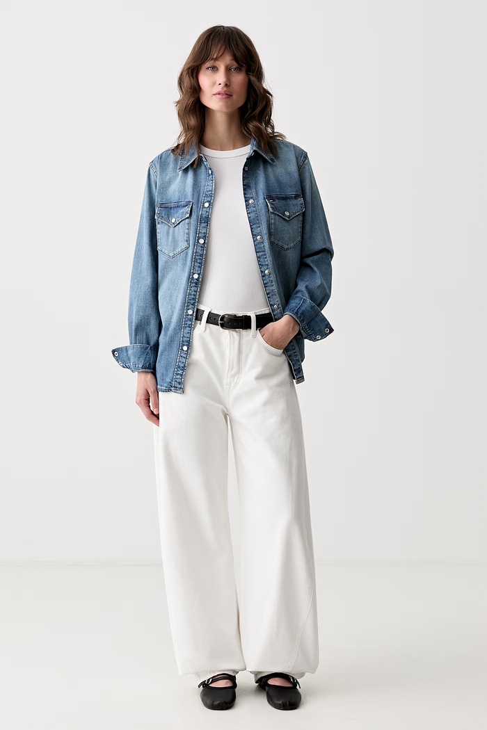 Tommy Jeans košile dámská džínová DW0DW23486 modrá AW26