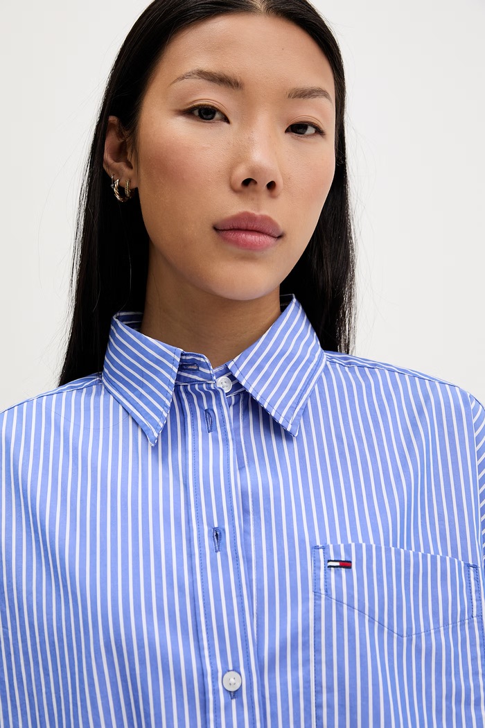 Tommy Jeans koszula damska bawełniana niebieski DW0DW22936