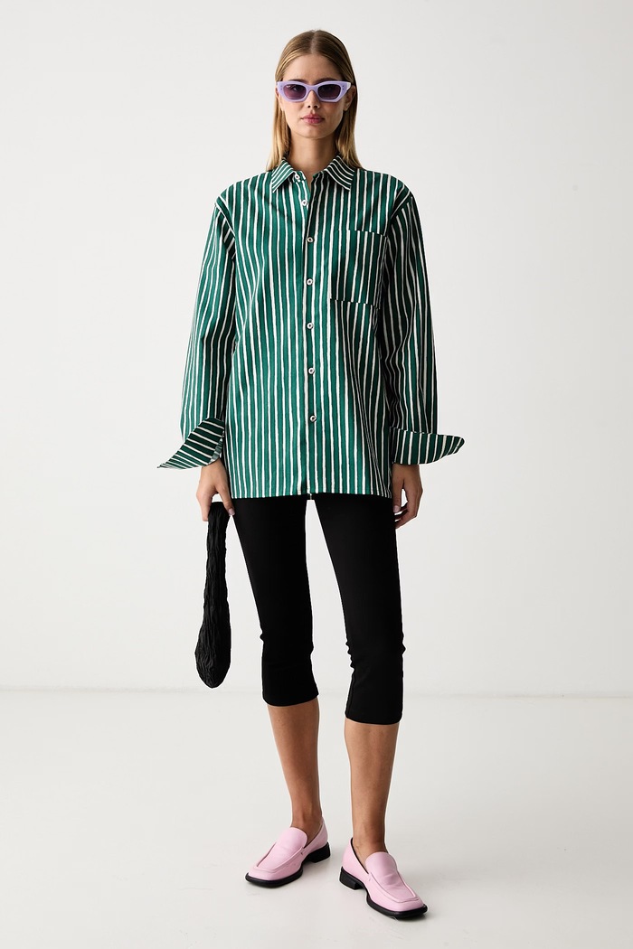 Marimekko Риза дамска от памук 096182 зелен AW26