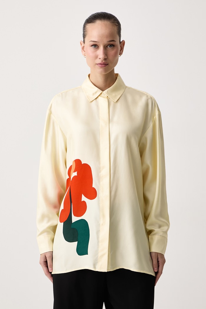 Marimekko Πουκάμισο γυναικείο μεταξωτό μπεζ 096178
