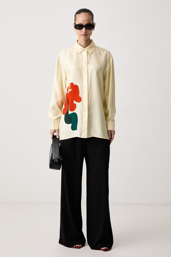 Marimekko Πουκάμισο γυναικείο μεταξωτό 096178 μπεζ AW26