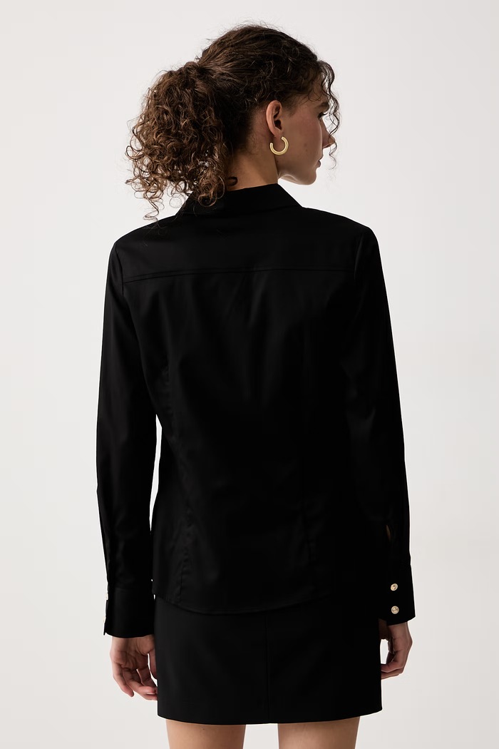 Odzież Guess Koszula damska bawełniana z elastanem NEW CATE W6YH10.W2752 czarny