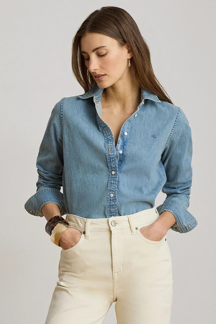 Lauren Ralph Lauren koszula damska jeansowa niebieski 200P14149