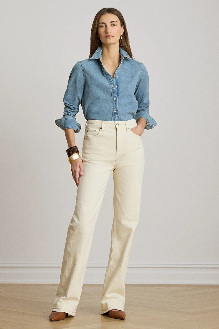 Lauren Ralph Lauren koszula damska jeansowa 200P14149 niebieski