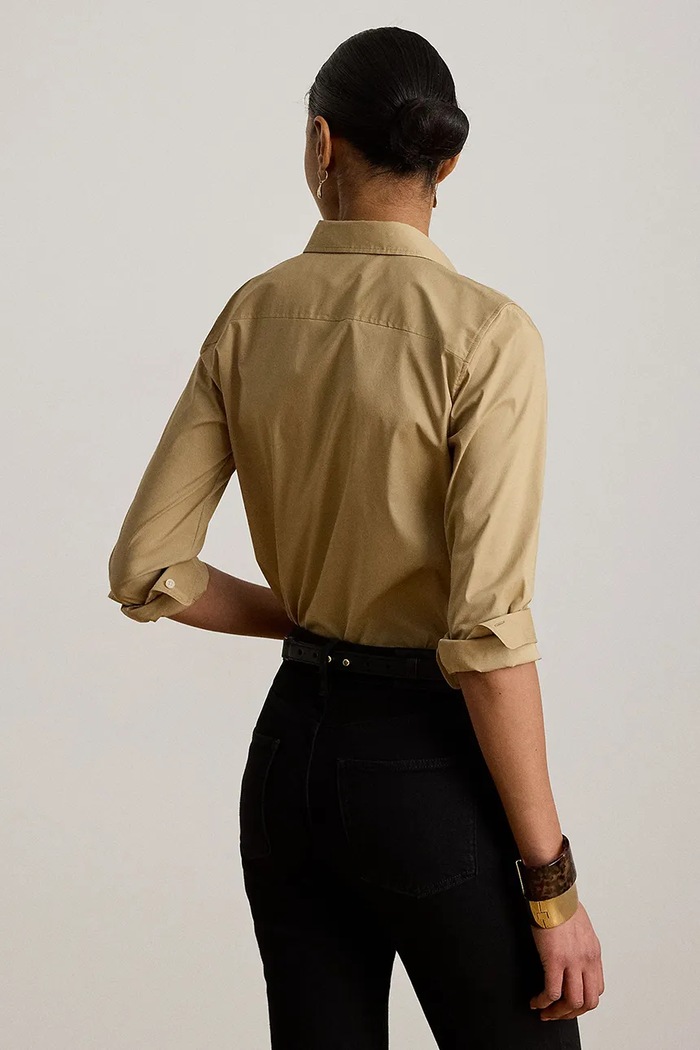 Lauren Ralph Lauren košile dámská s bavlnou 200P13968 béžová AW26