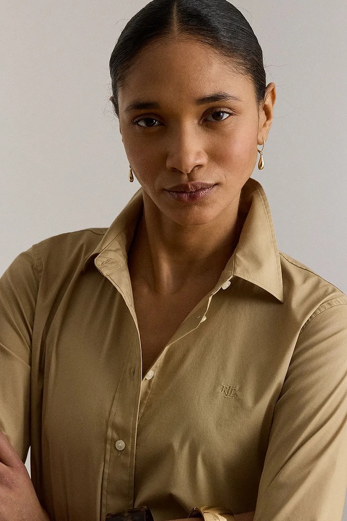 Lauren Ralph Lauren košile dámská s bavlnou béžová 200P13968