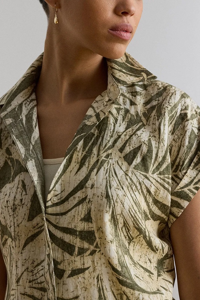 Lauren Ralph Lauren košile dámská lněná zelená 200P13839