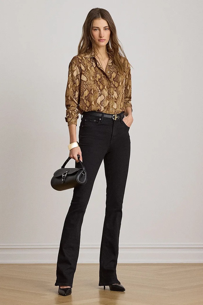 Odzież Lauren Ralph Lauren koszula damska 200P14028 brązowy