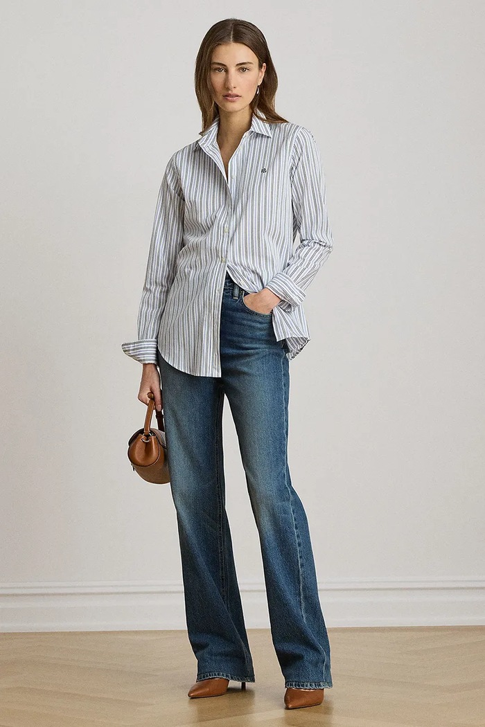 Одежда Lauren Ralph Lauren рубашка для женщин из хлопка 200P13836 голубой