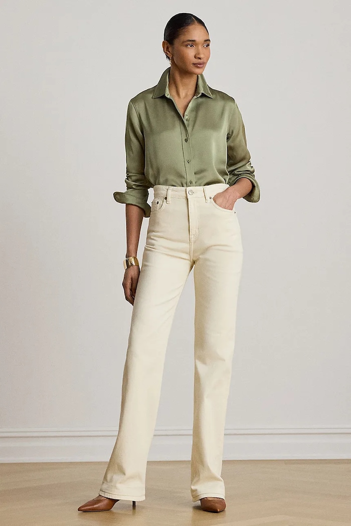 Lauren Ralph Lauren cămașă pentru femei 200P13808 verde