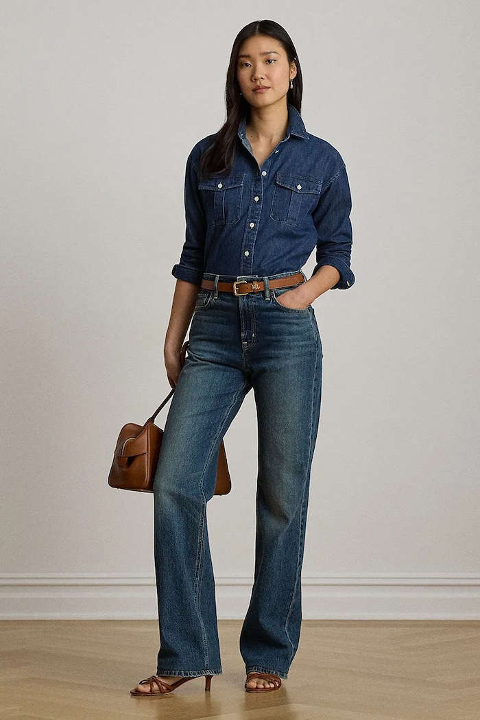 Odzież Lauren Ralph Lauren koszula damska jeansowa 200B24167 niebieski