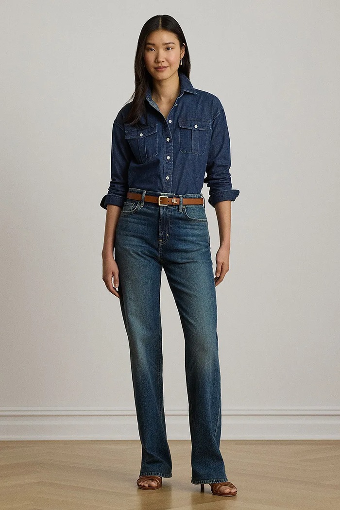 Lauren Ralph Lauren koszula damska jeansowa 200B24167 niebieski