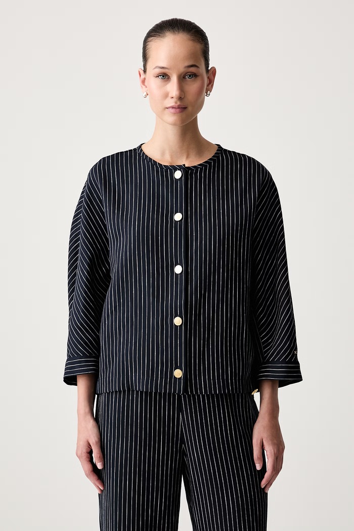 Tommy Hilfiger košile dámská s lyocellem námořnická modř WW0WW51060